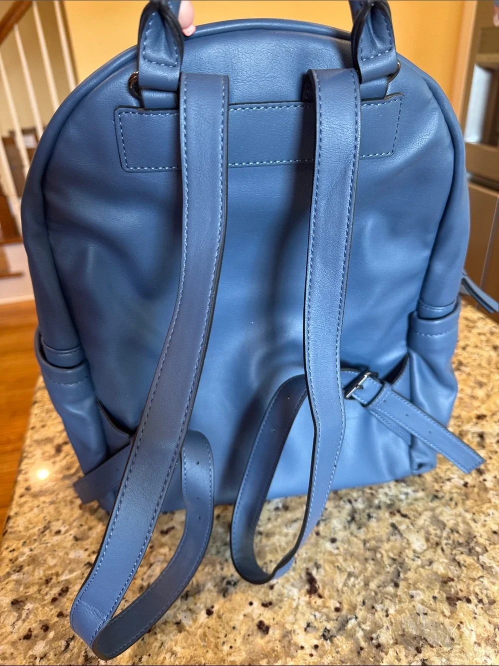 simply Vera Wang Blue Faux Leather Backpack - Sleek Everyday Bag